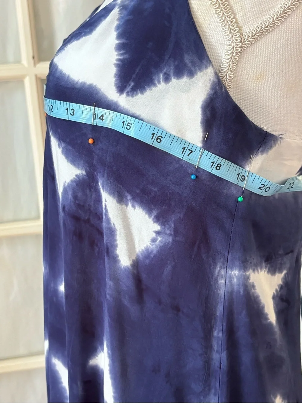 Splendid Shibori Tie Dye Handkerchief Hem Maxi Dress Blue Small